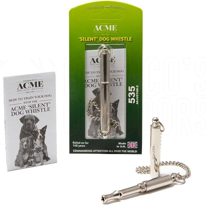 ACME Original 'Silent' Dog Training Whistle no. 535. Adjustable Frequency. Good Sound Quality. Weather-Proof. Designed and Made in The UK. Solid Brass (Polished Brass)