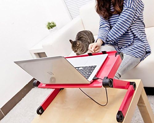 Adjustable Laptop Computer Lap Desk Portable Multifunctional Cooling Ergonomic Vented Table TV Bed Tray Stand Mount Holder(480 * 260mm, Pink)