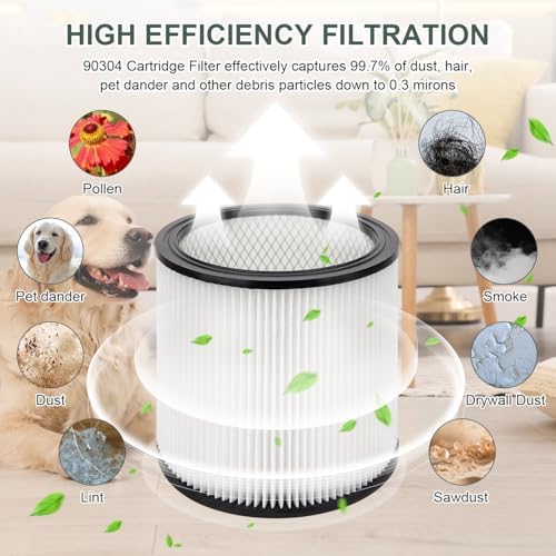 90304 Replacement Filter Compatible with Shop-Vac 90304, 90350, 90333,5 Gallon Up Wet/Dry Vacuum Cleaners,15 Pack