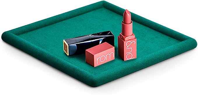Oirlv Top Microfiber Jewelry Tray Square Nightstand Organizer Rings Earrings