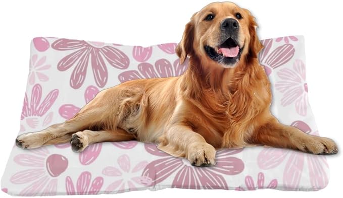Vibrant Pink Flowers Dog Mat Easy to Clean Dog Bed Beds for Crate Cozy House Bed Non- Slip Bottom Friendly Furniture Multi- Scenario, Multi- Model Pad Gift Printed Cat Pad