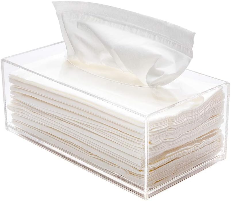 Restaurantware-Clear Tek 8.7 x 4.7 x 3.4 Inch Rectangle Tissue Box, 1 Lightweight Tissue Box Dispenser - Refillable, Premium, Clear Acrylic Holder, For Bathroom, Desktop, Vanity, Dresser