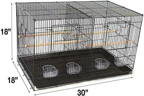 Seny Lot of 4 Breeding Bird Carrier Cage with Dividor for Parakeet Canary Finch Lover Bird (Black)