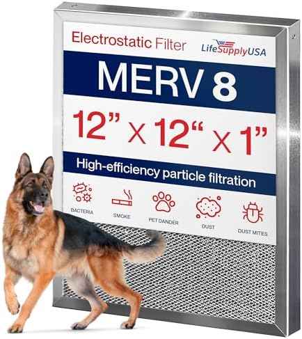 LifeSupplyUSA 12x12x1 MERV 8 Washable Electrostatic HVAC Air Filter