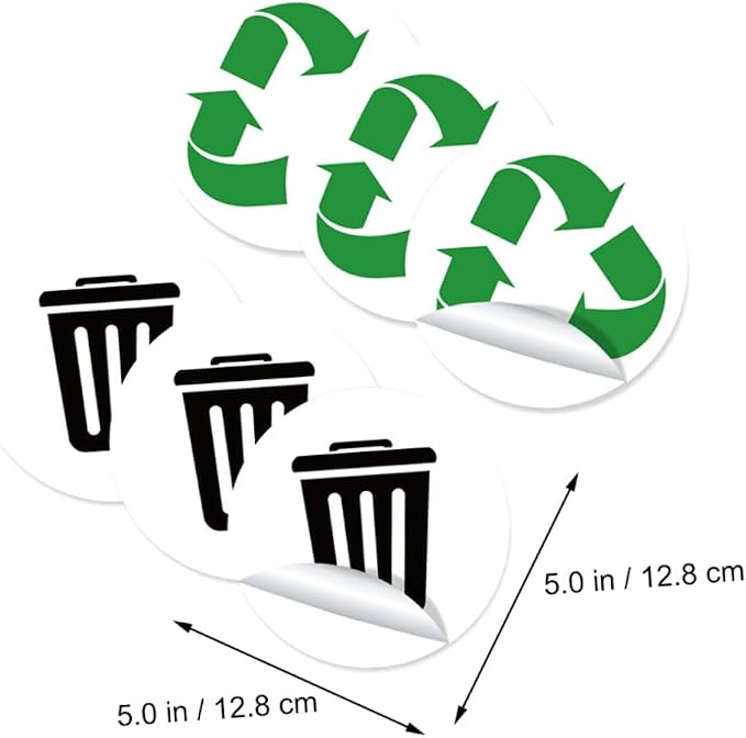 Garbage Sorting Stickers Set 6 Self-Adhesive Waste Classification Labels