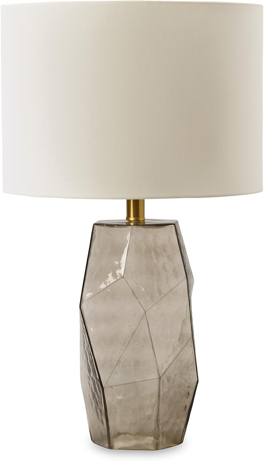 Signature Design by Ashley Taylow Glass Table Lamp, 3-Way Touch, Gray
