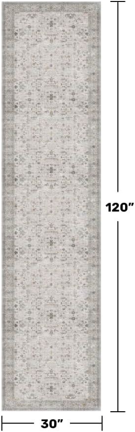 Hazo Haus Light Gray Washable 2'6"x10' Wide Hallway Runners, Kitchen Runner Rug