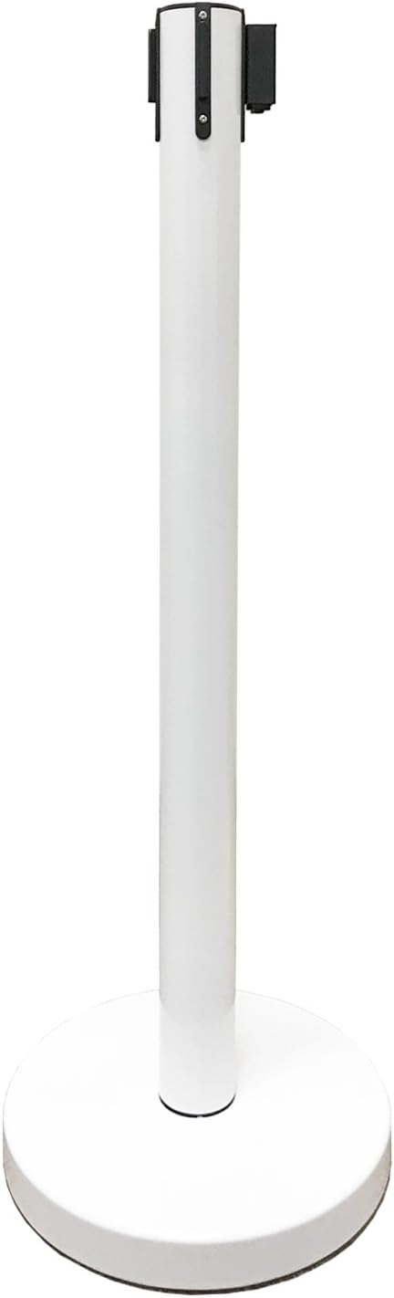 Retractable Stanchion, 6 SPECIALTY Posts + Signframe, 36" Ht, 78" Special Event & Holiday Theme Belt + Bonus Replacement Cassettes + Wall Receiver (WHT Post/Red Belt)