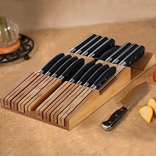 NIUXX Bamboo In-Drawer Knife Block Set for 16 Knives(Not Included)