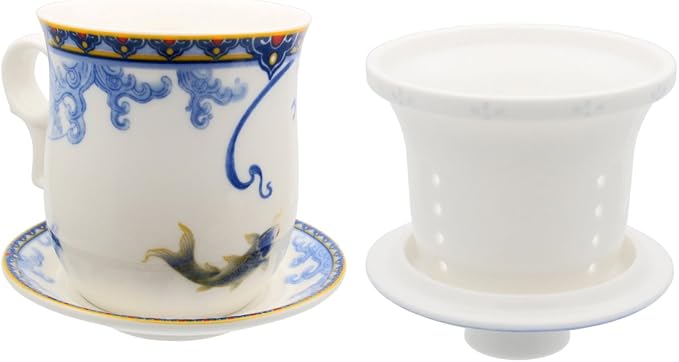 Porcelain Tea Cup with Infuser Lid and Saucer Sets