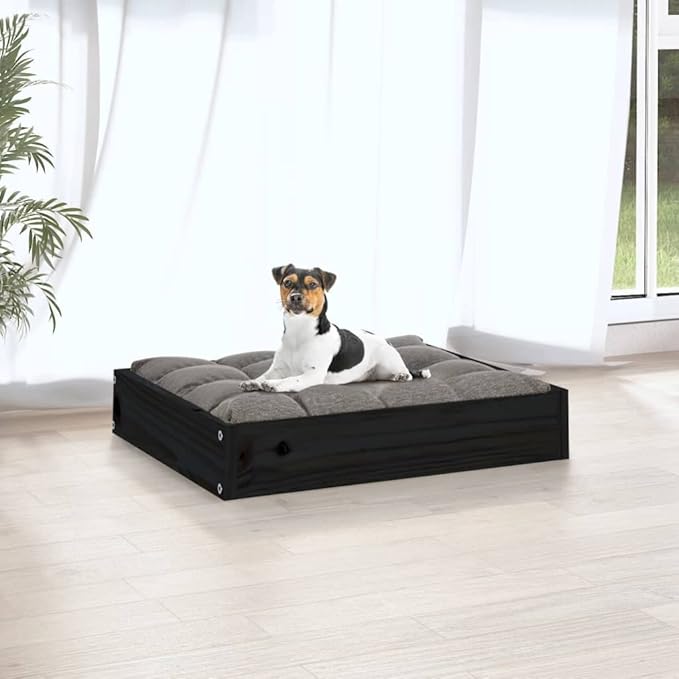 Minimalist Solid Pine Wood Dog Bed for Small Breed Pets, Durable Rectangular Frame 20.3 x 17.3 x 3.5 Inches, Modern Pet-Friendly Furniture with Easy Assembly for Indoor
