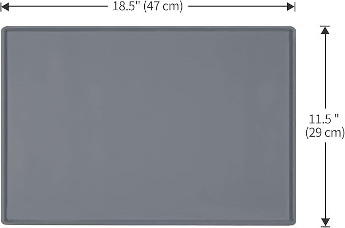 Dog Food Mat,Silicone Waterproof Food Tray,Non Slip Pet Bowl Mats Placemat,0.6" Raised Edge,Suitable for Most Small and Medium Sized Pets,18.5" x 11.5"