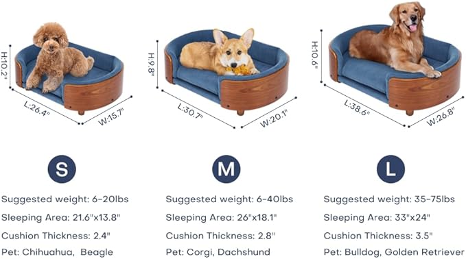 Dog Crate Furniture Elevated Dog Bed with Solid Wood Legs and Bent Wood Back, Mid Size Pet Sofa Kennel Indoor Cage House for Medium Dogs,LIGHTGREY