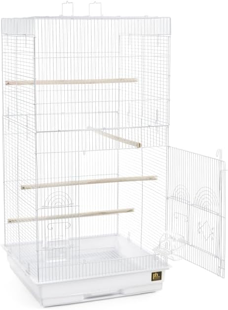 Neo-Classical Nostalgia Tall Cage with Elegant Design, Spacious Interior, Durable Construction, and Vertical Layout White