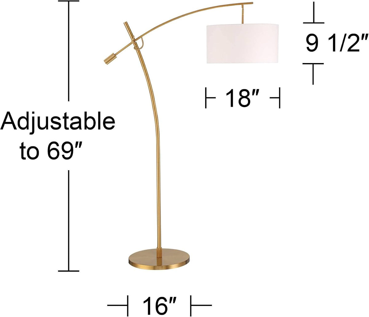 Raymond Warm Gold Adjustable Boom Arc 69" Tall Floor Lamp