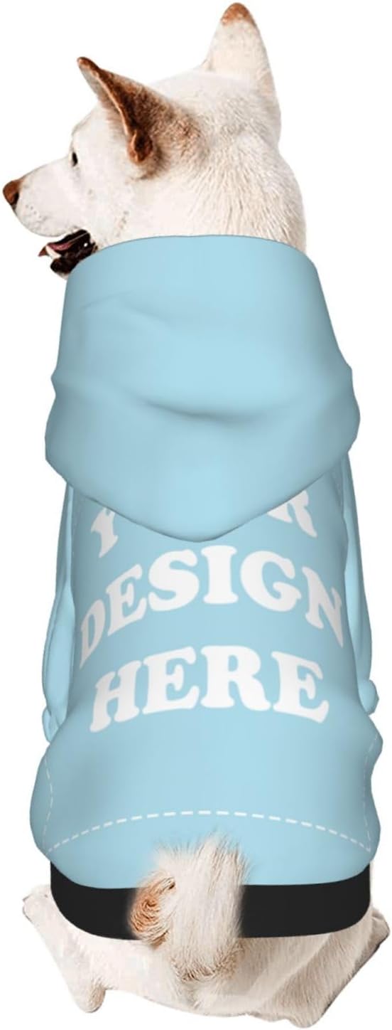 Personalized Dog Hoodie, Custom Dog Costumes for Small Dogs, Holiday Happy Dog Clothes Football Pet Shirt Sweater with Name Number for Girl/Boy Cats/Kitten, LightBlue, XS