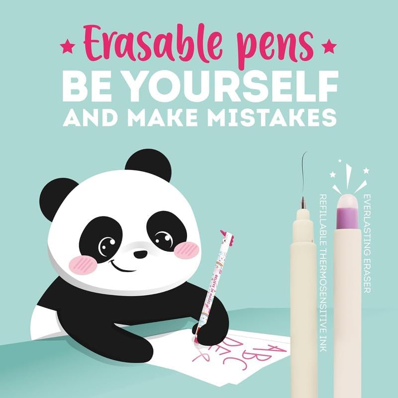 LEGAMI - Set of 14 Erasable Gel Pens with Thermosensitive Erase Ink, Range of ink colours & barrel designs, 0.7mm Tip, Animal Designs