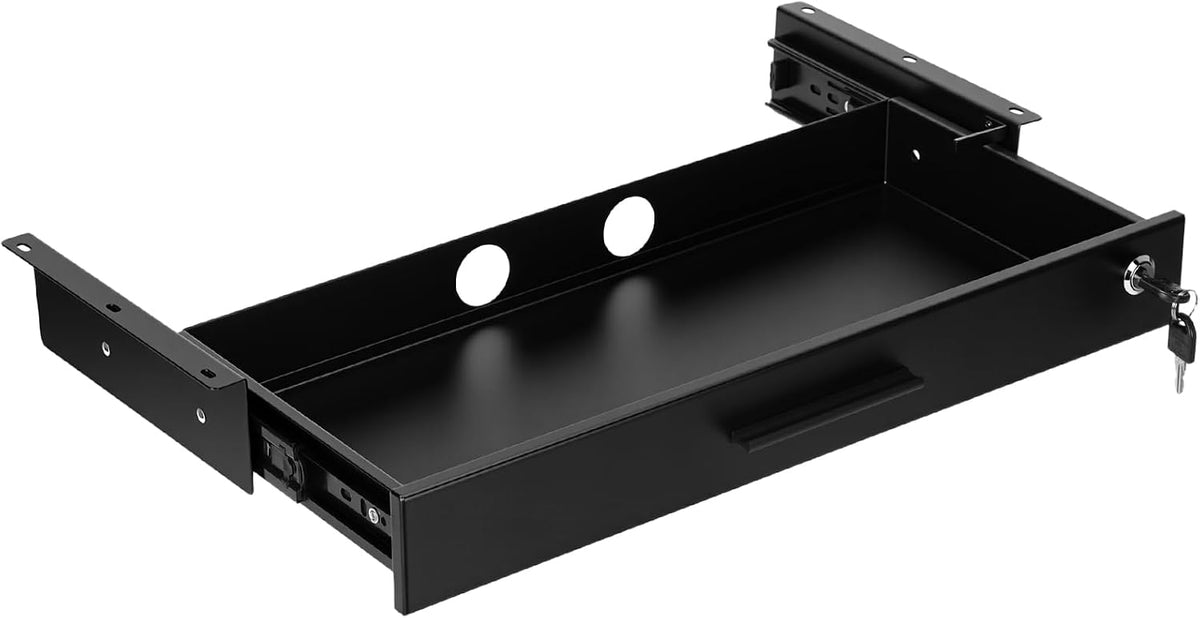 Menkxi 20'' x 9'' Under Desk Drawer Slide Out Storage Organizer, Black