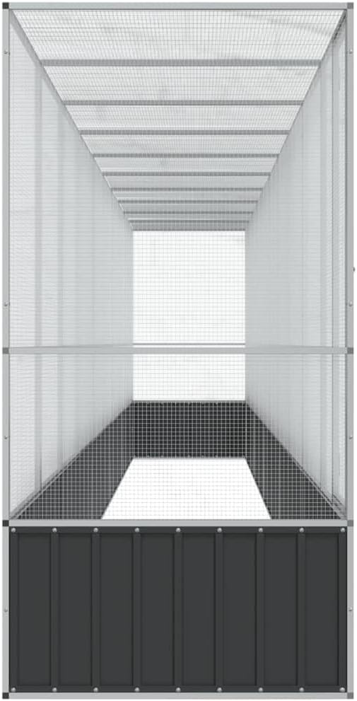 Large Bird Aviary with Extension, Outdoor Galvanized Steel Bird Cage, Galvanized Steel Outdoor Bird Aviary, Mesh Fence Bird House for Small Animals, 410.4"x42.1"x83.5"