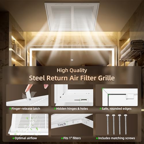 Fancat Return Air Filter Grille for 12x12 Ducts, Steel Vent Cover