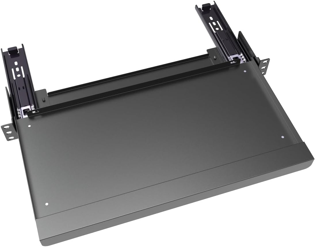 1U Keyboard Tray 8" Deep, Universal 19" Rack Mount Sliding
