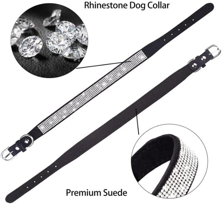 Small Dog Collar with Rhinestone Crystal Diamond Colorful Bling Girl Cat Collars Black XS