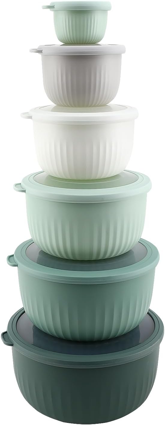 COOK WITH COLOR Prep Bowls with Lids- Wide and Deep Nesting Plastic Small