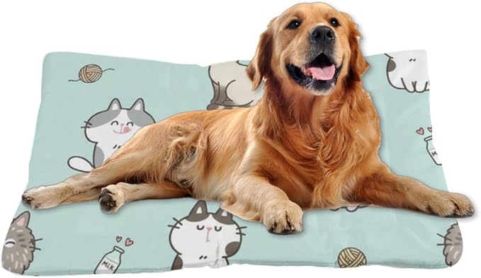 Comfy Dog Crate Mat with Anti-Slip Bottom, Cute Cats Pet Sofa Cat Pads Dog Beds& Furniture Breathable Crate Mat Chew Proof for Indoor& Outdoor Sofa Cars, Machine Washable 24 X 18 Inch