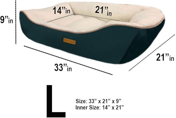 Otis & Claude Hi-Tech Cashmere Pet Bed – XL/Large Washable Dog Bed for Big Dogs, Sofa-Style Heavy-Duty Chew-Resistant Cushion for Large Breeds, Waterproof, Odor-Free Indoor Dog Bed (Green, 86" x 65")