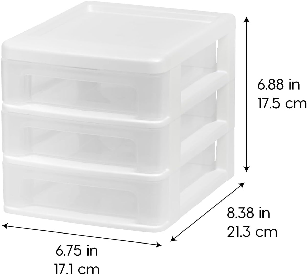 IRIS USA 4-Pack 3-Drawer Small Desktop Organizer, Stackable, White