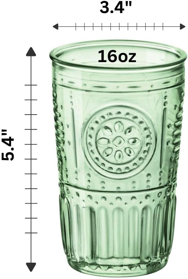 Bormioli Rocco Romantic Set Of 4 Cooler Glasses, 16 Oz. Colored Crystal Glass