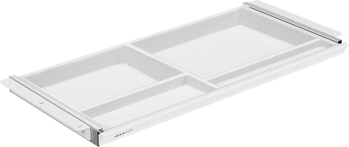 Mount-It! Deep Under Desk Storage Drawer, 4 Compartments, 25.8 in W, White