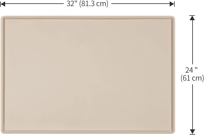 Dog Food Mat,Silicone Waterproof Food Tray,Non Slip Pet Bowl Mats Placemat,1" Raised Edge,Suitable for Most Small and Medium Sized Pets,32" x 24"