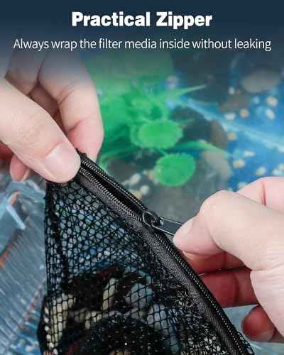 Pawfly 8 Pcs Aquarium Filter Media Bags, Fish Tank Coarse Mesh Bag with Plastic Zipper Soft Aquarium Mesh Bag for Activated Carbon, Bio Filter Balls, Filter Stones, Ceramic Rings(8" x 5.5")