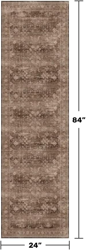 Brown Boho Washable 2x7 Runner Rugs