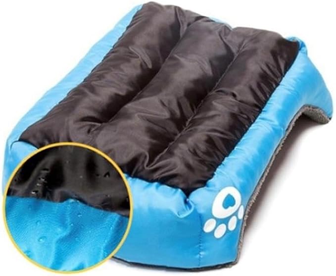 Pemberly Row Size L Cotton Pet Bed, 25.6 in x 19.7 in, Plush Foam, Blue Finish, Soft and Anti-Leak Fabric, Comfortable Cat/Dog Bed for Indoor Use