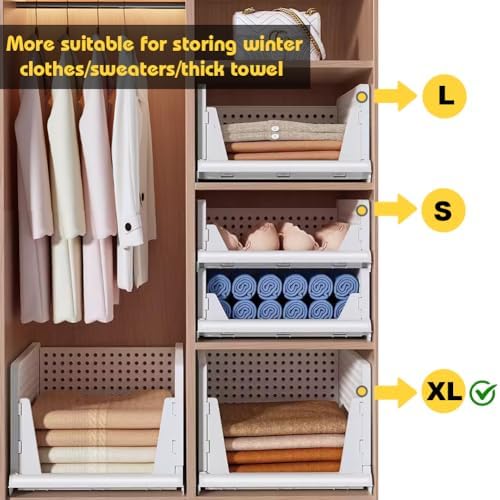yazi 5XL Stackable Plastic Closet Storage Baskets