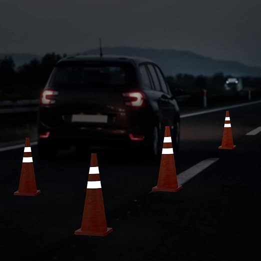 RoadHero 28 Inch 6 Pack Collapsible Traffic Safety Cones, Multi Purpose Pop-up Cones with Reflective Collar for Road Safety, Orange Cones for Driving Training, Parking Lots