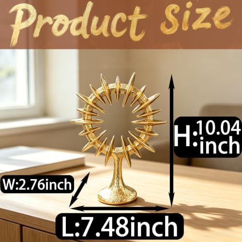 10" Modern Abstract Decorative Sculpture, Dining Living Room Desk Decor,Geometric Home Decor Statues,Shelf Top Decor Aesthetics, Golden