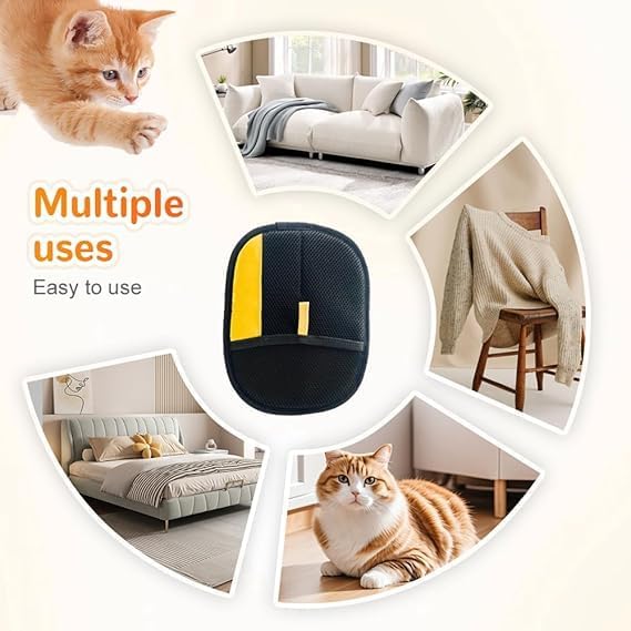 2Pcs Electrostatic Gloves Pet Hair Removal, Pet Hair Remover Glove, Washable Reusable Dogs Cats Hair Gloves for Furniture Bed Sheets Couch Clothes Carpet Car