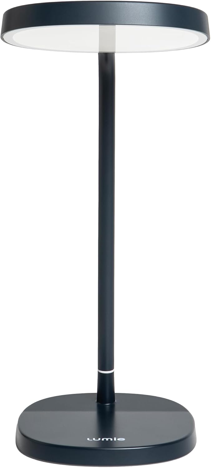 Lumie Task - 10,000 Lux Adjustable Bright Light Therapy Desk Lamp for Mood and Energy Boost and Winter Blues Relief, Crystal Clear Illumination and Maximum Visual Comfort - White Mist (Charcoal Blue)