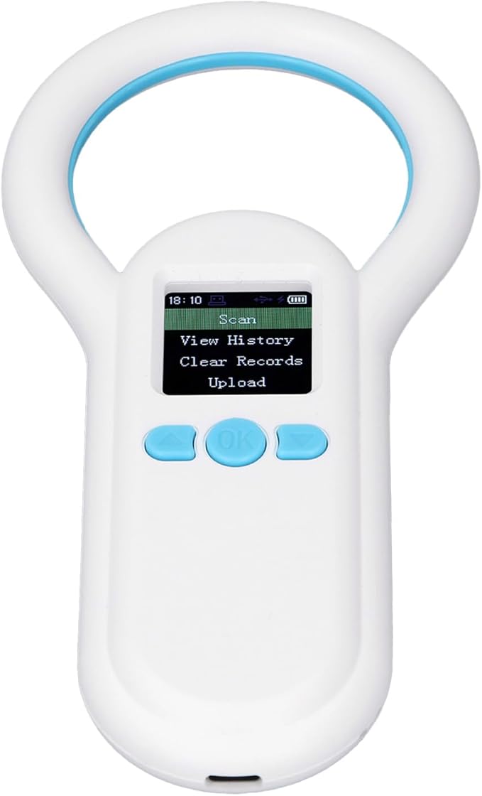 aqxreight Pet Microchip Scanner 134 2Khz Portable Animal Ear Tag ID Reader 44 Inch TFT Display Screen 500 Records Storage Display Allowing Vie Pet ReaderPet Microchip ReaderAnimal Tag