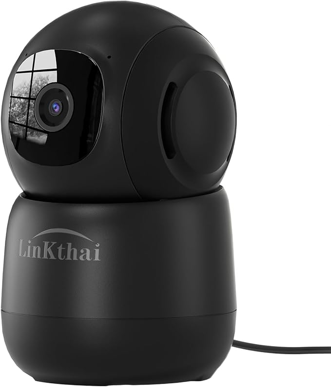 Indoor Camera, 2K Cameras for Home Security with App Motion Detection Auto Tracking Alarm Live Notice Schedule Default Location, Pet Camera with Night Vision, 2.4 GHz Black