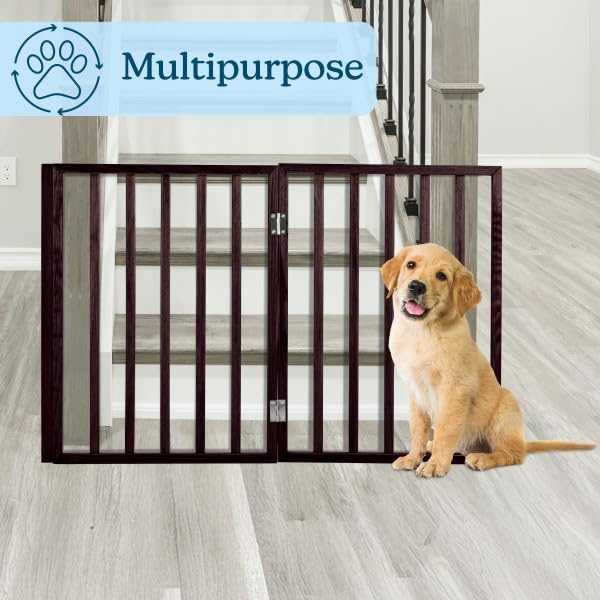 Pet Gate Collection – Dog Gate for Doorways, Stairs or House – Freestanding, Folding, Accordion Style, Wooden Indoor Dog Fence by Petmaker