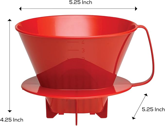 Fino Pour-Over Coffee Brewing Filter Cone, Number 4-Size, Brews 8 to 12-Cups