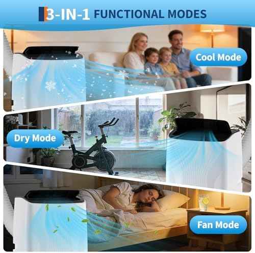 12,000 BTU Portable Air Conditioner, Quiet Portable AC Unit Fits 550 Sq.Ft with Cooling Dehumidifier Fan, Sleep Mode, Auto Swing, 24H Timer, LED Display, Remote and Installation Kit