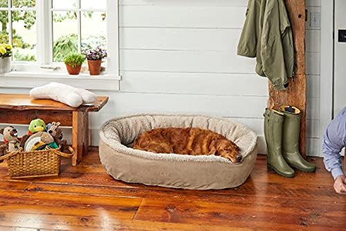 Orvis ComfortFill-Eco Fleece Wraparound Dog Bed - Soft Dog Beds with 360-Degree Support for Small, Medium, Large Dogs, Khaki - S