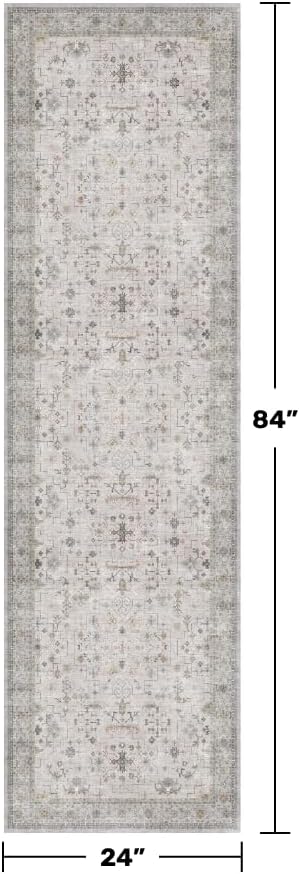 Light Grey 2x7 Boho Bathroom Runner Rug