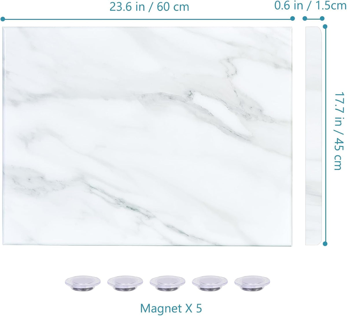Marble Print Magnetic Dry Erase Board, 23.6x17.7 inches Decorative White Board for Wall with Design, Frameless Dry Erase Board for Wall, Magnets Included（DLS,4560,1pc）
