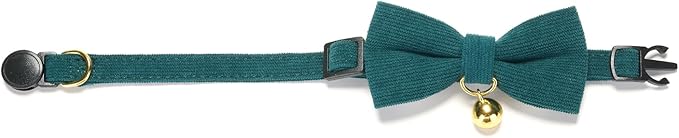 Cotton Breakaway Cat Collar with Bow Tie and Bell, Adjustable Cute Soft Corduroy Kitten Collars for Girl and Boy Cats